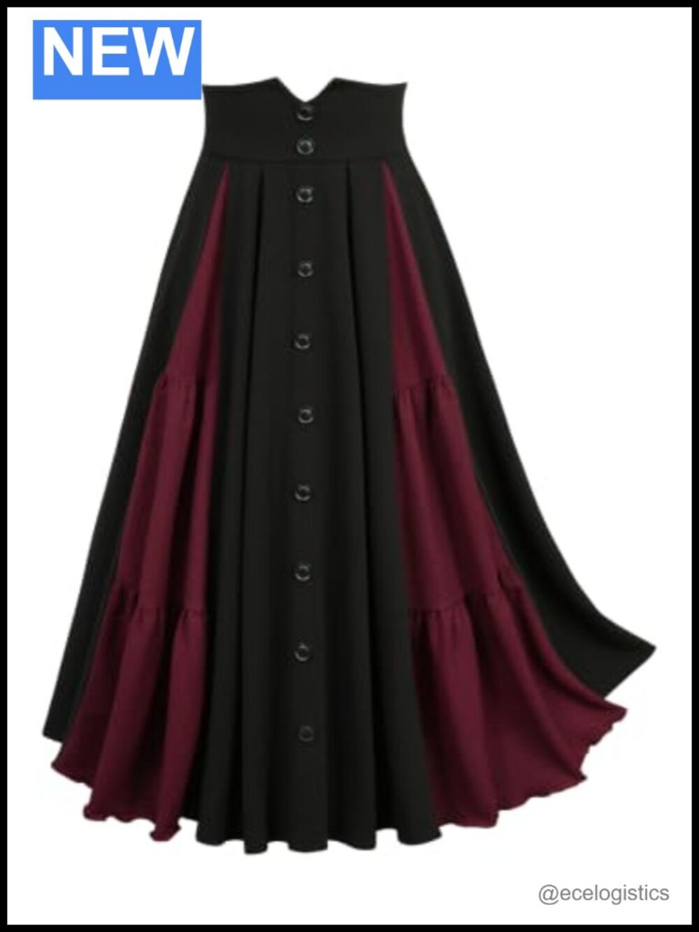 Plus Size High Waisted Maxi Skirt Vintage Renaissance Button Down A-Line